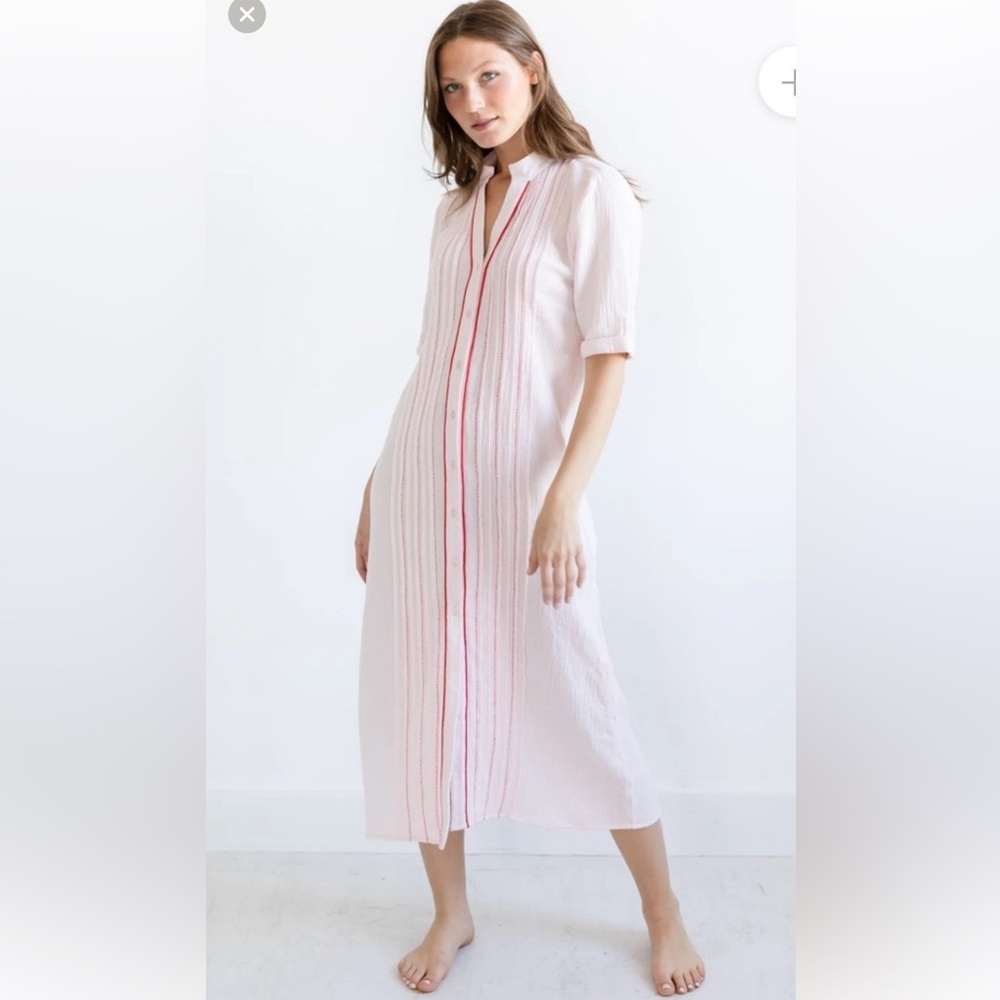 New! Alice Walk medium gauzy cotton pintuck dress with stitching.